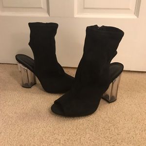 CS Suede Peep Toe Booties